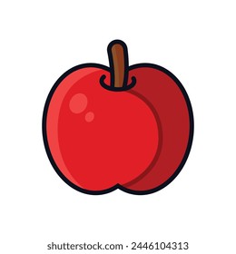 Cute Apple Vector Illustration In Flat Style