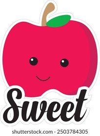 cute apple with word say