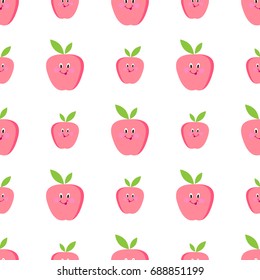 Cute apples cartoon seamless  pattern vector 
