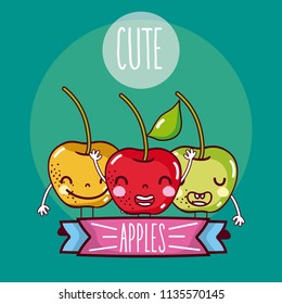 Cute apples fruits