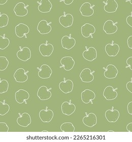 Rute Äpfel handgezeichnet nahtlose Vektormuster. Outline Vintage Textur. Stilvolles Doodle-Design. Harvest-Hintergrund für Umhüllungspapier, Textilien, Bekleidung, Stoff, Tapete, Karte, Geschenk, Verpackung