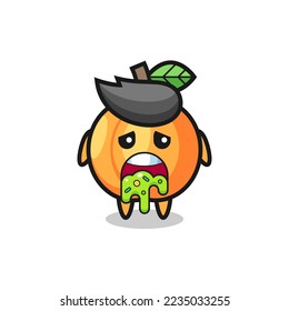 el bonito personaje de albaricoque con puke , diseño de estilo lindo para camiseta, pegatina, elemento logotipo