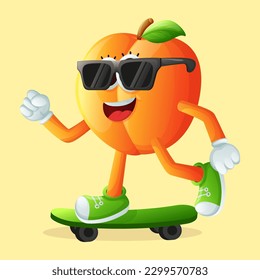 Cute apricot character skateboarding. Perfect for kids, merchandise and sticker, banner promotion or blog
