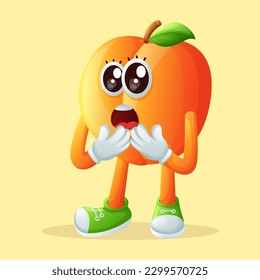 Cute apricot character with a surprised face and open mouth.  Perfect for kid
