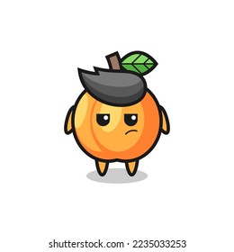 personaje de albaricoque lindo con expresión sospechosa, diseño de estilo lindo para camiseta, pegatina, elemento logo