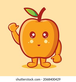 cute apricot fruit mascot smiling isolated cartoon in flat style