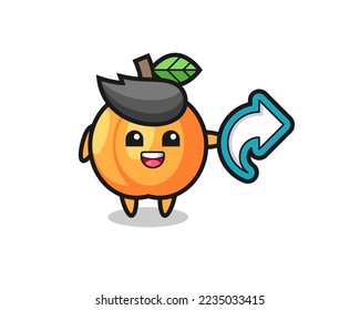 cute apricot hold social media share symbol , cute style design for t shirt, sticker, logo element