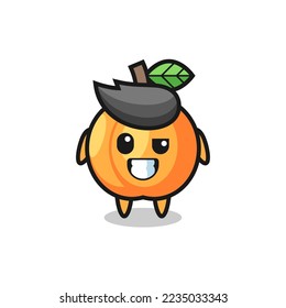 cute apricot mascot with an optimistic face , cute style design for t shirt, sticker, logo element