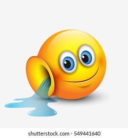 Cute aquarius emoticon, emoji - astrological sign - horoscope - zodiac - vector illustration