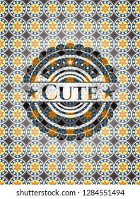 Cute arabic style badge. Arabesque decoration.