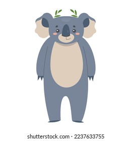 Cute arboreal koala animal. Australian mammal lazy bear, wildlife marsupial vector illustration