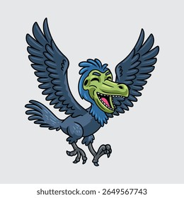 Cute Archaeopteryx Dinosaur isolated cartoon illustration with light background