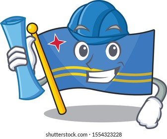 cute architect aruba flag with character shape