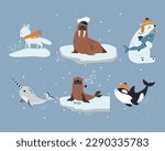 Cute Arctic Animal from Northern Pole Vector Set