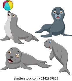 Cute arctic animals cartoon collection