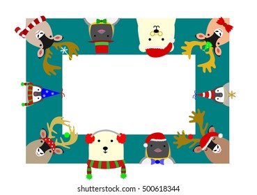 cute arctic animals rectangle frame