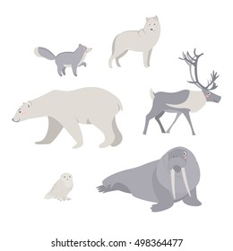 Cute arctic animals. Vector illustration.