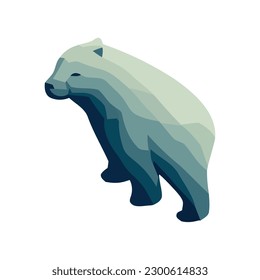 Cute arctic bear standing on white wallpaper icon isolated