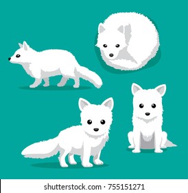 Cute Arctic Fox Cartoon Vector Illustration