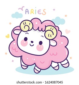 cute aries sagittarius cartoon horoscope love illustration doodle style, zodiac character sign vector, Sheep as astrological symbol (Kawaii character).Nursery Wall Fairytales magic,hand drawn.Perfect.