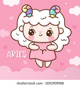 cute aries sagittarius cartoon horoscope love illustration doodle style, zodiac character sign vector, Sheep as astrological symbol (Kawaii character).Nursery Wall Fairytales magic,hand drawn.Perfect.