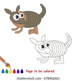 Cute Armadillo to be colored, the coloring book for preschool kids with easy educational gaming level.