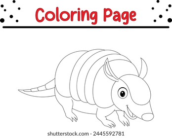 Cute armadillo coloring page for kids. Animal coloring book