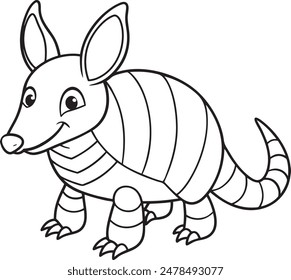 Cute Armadillo Doodle Coloring Cartoon Character