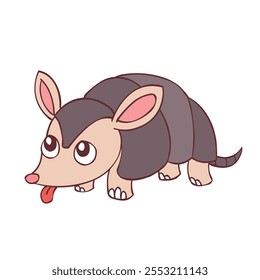 Cute Armadillo Sticks Out its Tongue Cartoon