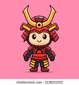 Cute Armor Warrior Cartoon Vector Icon Illustration. People Holiday Icon Concept Isolated Premium Vector. Flat Cartoon Style