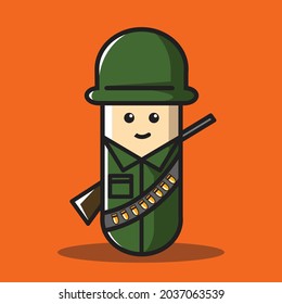 cute army capsule character soldier