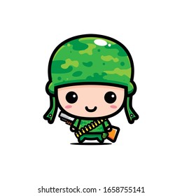 Cute army character vector design