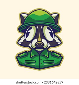 cute army skunk character vector