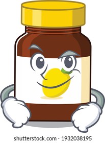 A cute arrogant caricature design of bottle vitamin c having confident gesture