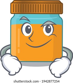 A cute arrogant caricature design of honey jar having confident gesture