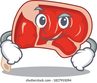 A cute arrogant caricature design of prime rib having confident gesture