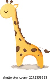 cute arrogant giraffe vector illustration with watercolor effect