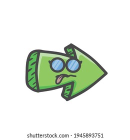 Cute Arrow Character Mascot Flat Cartoon Emoticon Vector Design Illustration