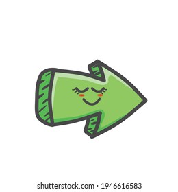 Cute Arrow Character Mascot Flat Cartoon Emoticon Vector Design Illustration