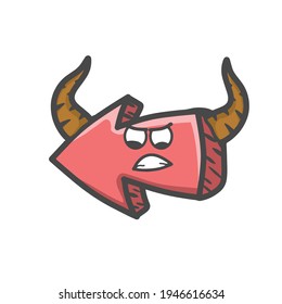 Cute Arrow Character Mascot Flat Cartoon Emoticon Vektordesign Illustration
