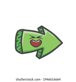 Cute Arrow Character Mascot Flat Cartoon Emoticon Vektordesign Illustration