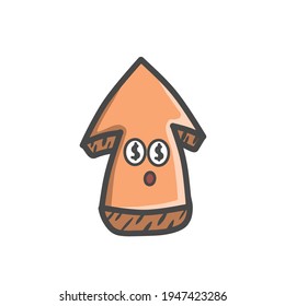Cute Arrow Character Mascot Flat Cartoon Emoticon Vector Design Illustration