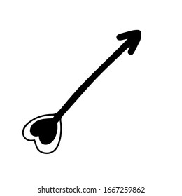 Cute arrows for the bow. Hand drawn vector illustration. Element for greeting cards, posters. Isolated on a white background, doodle.