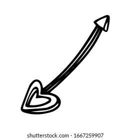 Cute arrows for the bow. Hand drawn vector illustration. Element for greeting cards, posters. Isolated on a white background, doodle.