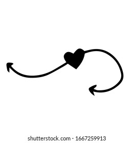 Cute arrows for the bow. Hand drawn vector illustration. Element for greeting cards, posters. Isolated on a white background, doodle.