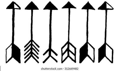 bow arrow drawing images stock photos vectors shutterstock https www shutterstock com image vector cute arrows hand drawn doodles set 312669482