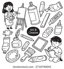 Arte lindo y herramientas creativas Doodle Ilustración Arte Colección Pack