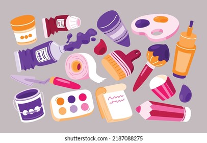 Cute Art Supply, Back to School Concept, Vector