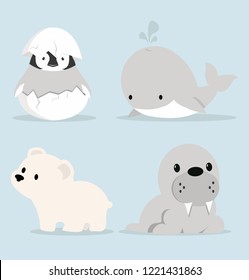 Cute Artic animals Collection in flat design