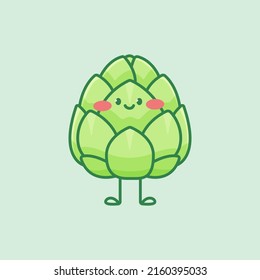 Cute artichoke character. Cartoon vector isolated illustration